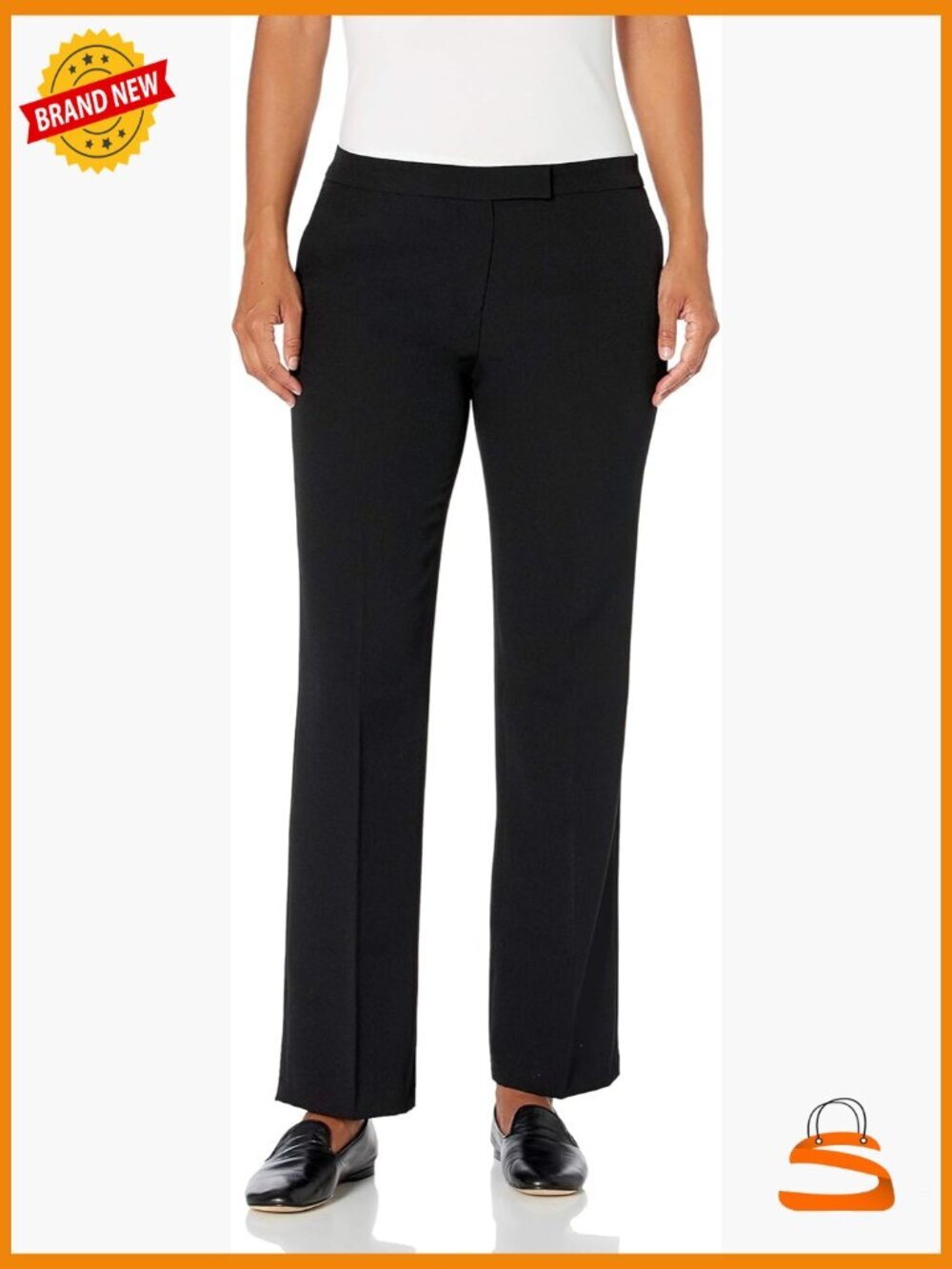 Plus Size Tab Front Pant - Mid Rise Straight Leg Slacks